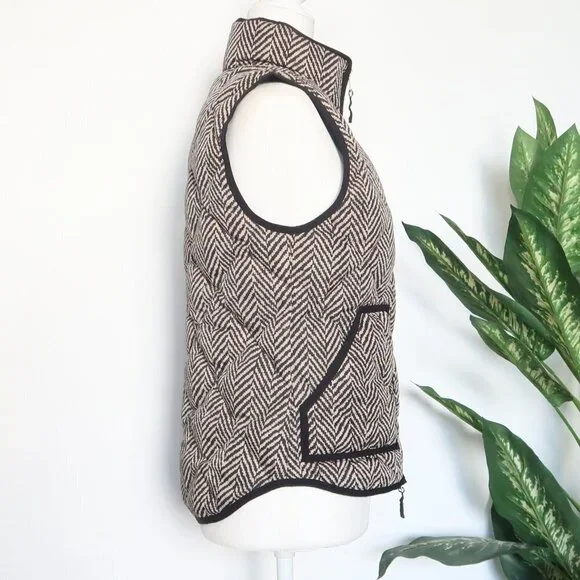 J. Crew Excursion Blogger Favorite Quilted Down Fill Vest Herringbone XS - Picture 12 of 16